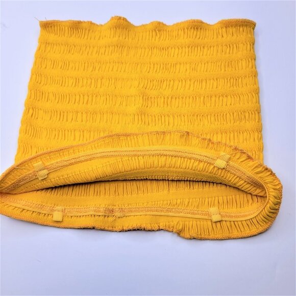 Yellow Sexy Crop Top Strapless Tube Top Smocked Stretchy Summer Bandeau - NEW - Picture 6 of 10